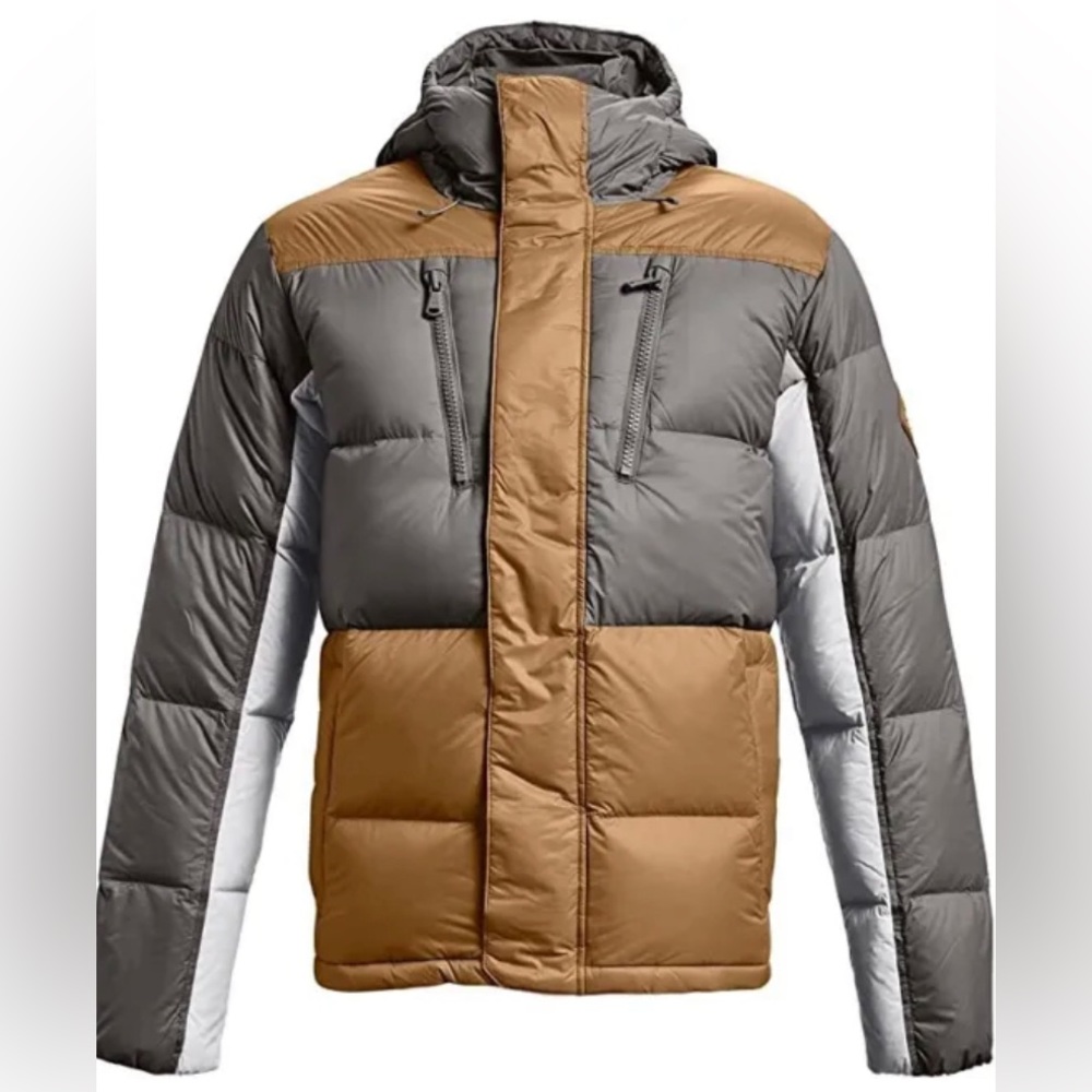 NWT Under Armour Men's Two-Tone Gray and Brown Puffer Jacket